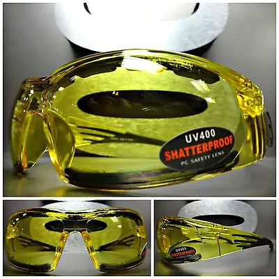 MOTORCYCLE SPORT SAFETY RIDING Day Night Yellow Lens PADDED SUN GLASSES GOGGLES • $14.99