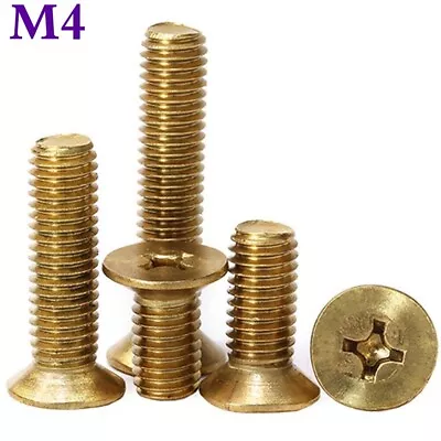 M4 - 0.7 Solid Brass Phillips Flat Head Countersunk Machine Screws Bolts DIN 965 • £6.96