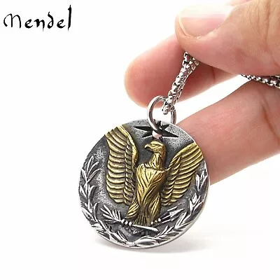 MENDEL Mens Stainless Steel Biker Patriotic American Eagle Pendant Necklace Men • $11.99