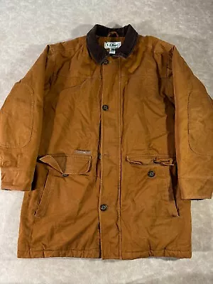L.L. Bean Mens Corduroy Collar Quilted Zip Pockets Barn Jacket Large • $49.99
