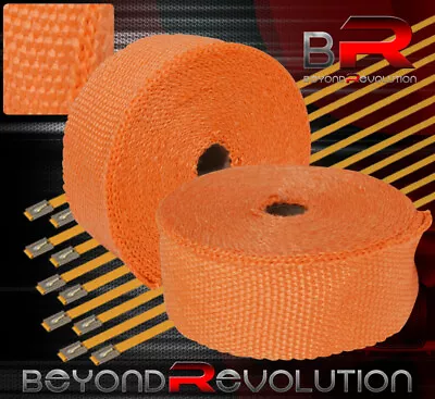 30Ft X 2  X 1.5mm Fiberglass Mesh Heat Wrap Cover Roll Piping Auto Car Orange • $35.99