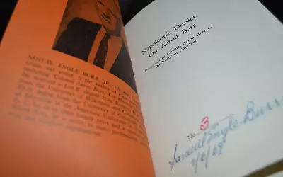 Napoleon's Dossier On Aaron Burr Signed & Numbered Samuel E. Burr Jr. 1969 Book • $23.99