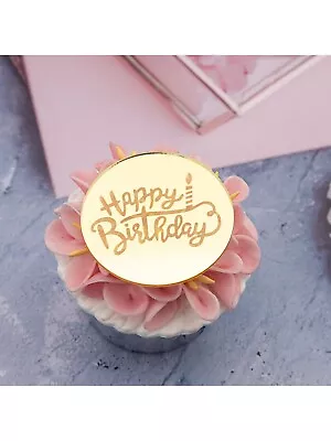 New  Happy Birthday Candle Cupcake Discs  5 Per Pack 3 Colour To Choose From (1) • $8.95