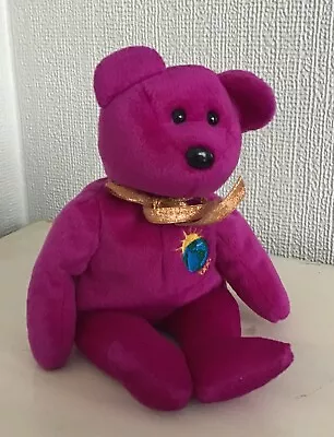 Millenium Magenta 2000 Teddy Bear Ty Beanie Babies 7  Collectors No Tag UK Toy • £3.75