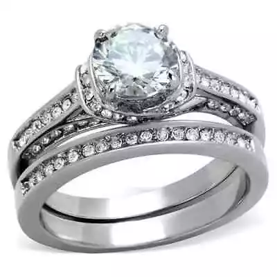 2.50 Ct Round Cut Moissanite Engagement Bridal Set Ring 14K White Gold Plated • $129.99