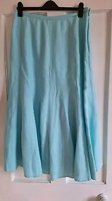 Jaeger Long Style Maxi Lined Linen Skirt ( Size 14 ) Turquoise. • £14.99