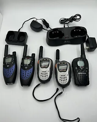 Lot Of 5 Cobra MicroTalk Two Way Walkie Talkie Radios ~ Midland ~ Chargers • $39.99