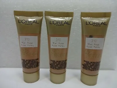 L'Oreal Age Perfect Foundation Sample Size Pack Of 3 X 10ml 310 Rose Honey • £6.99