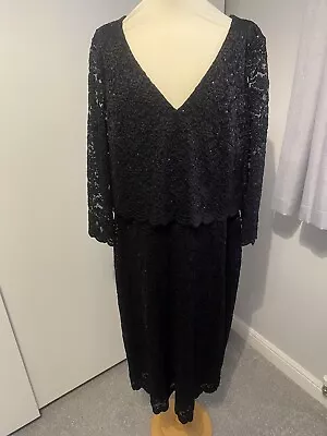 Brand New Ladies M&S Per Una Black Lace Dress With Sequins Size 16 RRP £55 • £17.99