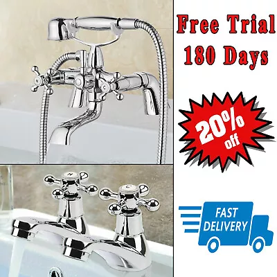 Victorian Shower Bathroom Mixer Tap Modern Bath Filler Handset Set Or Basin Taps • £14.54