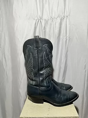 VINTAGE BOOTS - Size 11E(see Below) Navy Blue Cowboy Boots. Made In Mexico. • $100