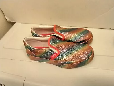 Vans Girl's Sneakers Classic Slip-On  Size 2 Glitter Rainbow New Skate • $39.99
