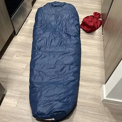 The North Face Vintage Goose Down Sleeping Bag Blue 86” X 31” Brown Label • $110