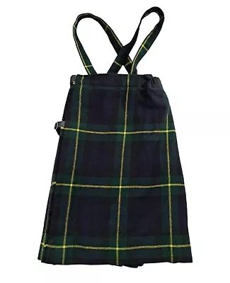 £15 • Buy Girls Skirt Kilt Size 3-4 Navy Green Yellow Plaid Vintage Burberry 