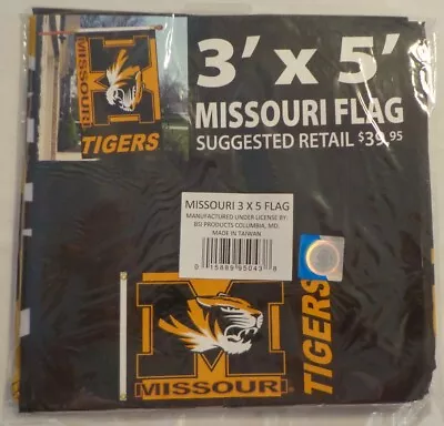 FLAG BANNER UNIVERSITY OF MISSOURI TIGERS 3x5' MU NIP BLACK GOLD WHITE TIGER  • $4.79