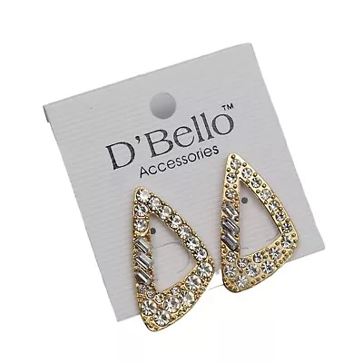 DBello Accessories Earrings Gold Tone CZ And Gray Rhinestone Pierced • $9.99