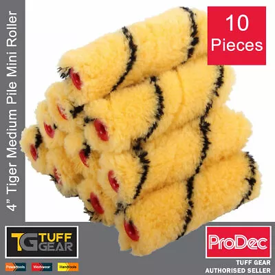 ProDec 4  Medium Pile Tiger Stripe Mini Emulsion Roller Sleeves 10-Pack 100mm • £6.75