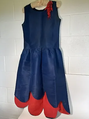 Vintage Womens Dress Blue Taffeta Red Silk Drum Majorette Parade Costume Size 10 • $14.99