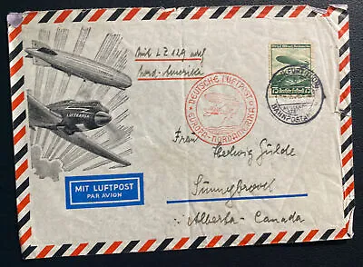 1936 Frankfurt Germany Hindenburg Zeppelin LZ 129 Airmail Cover To Canada FFC • $76.49
