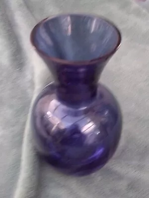 Vintage Dartington Medium Hand Blown Cobalt Blue Flared Glass Vase • £22