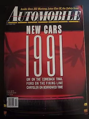 Automobile Magazine October 1990 New Cars GM Comeback Ford Firing Z3 EE AZ • $4.99