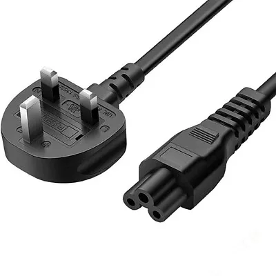 UK 3-Pin Plug AC Mains Power Cable IEC C13 / Clover Leaf Cattle Lead Cord PC TV • £4.65