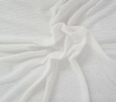 White Cotton Spandex Mesh Knit Fabric By The Yard 3/21 • $7.50