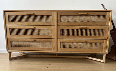 $600 • Buy Raffles Dresser - Rattan 6 Drawers - Freedom RRP $1,499 Sideboard GUC