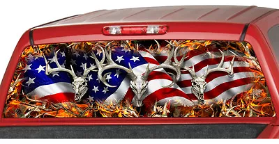 $47.20 • Buy BUCK SKULL OBLITERATION AMERICAN FLAG Rear Window Graphic Decal Tint Suv Ut Camo
