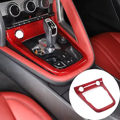 Red Real Carbon Fiber Center Console Trim Cover For Jaguar F-TYPE 2013-2022 • $120.99