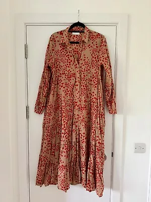 M&S Per Una Beige Love Heart Print Maxi Dress Size 14 • £5