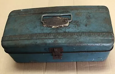 Vintage UNION Steel Tackle Utility Tool Box Blue Made In USA • $10