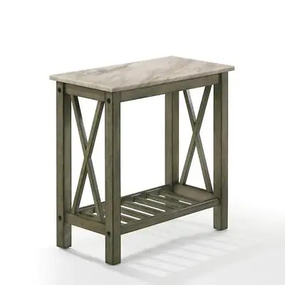 NEW CLASSIC HOME FURNISHINGS End Table 23.62  Rectangle Faux Marble Top Gray • $96.83