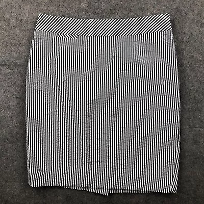 J Crew Skirt Womens 0 Gray Striped Seersucker Straight Business Career Pencil • $13.29