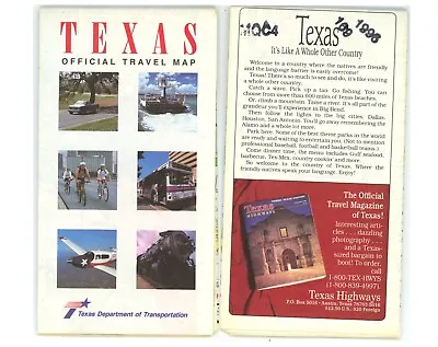 Vintage 1995 Texas Official Road Map – State Highway Dept. - Stamped (069502) • $9.99