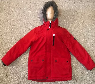 £17 • Buy Boys NEXT Warm Lined Winter Faux Fur Hooded Red Parka Coat Age 12 Years