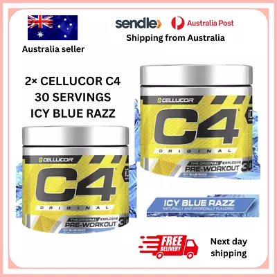 2x Cellucor C4 Pre Workout Supplements Icy Blue Razz (2 X 30 Servings) • $64.90