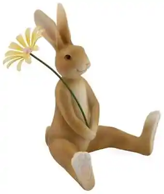 New Spring Easter BROWN BUNNY WITH DAISY FIGURINE Rabbit Sitter Figure 10  • $15.99