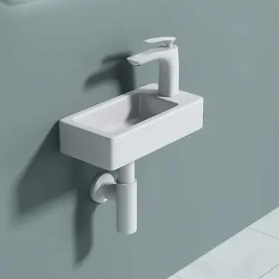 £38.45 • Buy Durovin Cloakroom Wash Basin Sink Ceramic Wall Hung Small RH Tap Hole 370mm