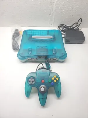 UPGRADED Nintendo 64 N64 Ice Blue Clear Funtastic + Official OEM Remote & Cables • $139.99