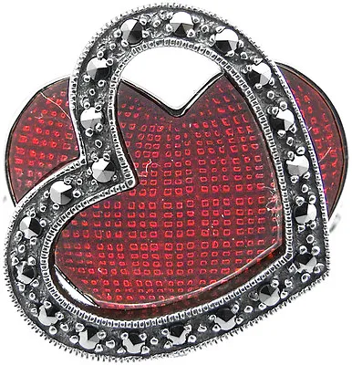 Red Enamel And Marcasite Ring 925 Silver Hallmarked New From Ari D Norman  • £157.94