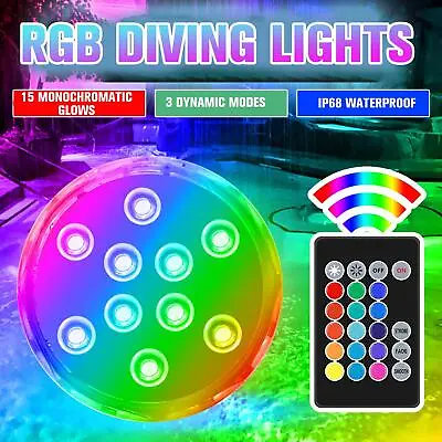 £5.93 • Buy IP68 Waterproof LED Lights Underwater Swimming Pool Pond Hot Tub  Submersible