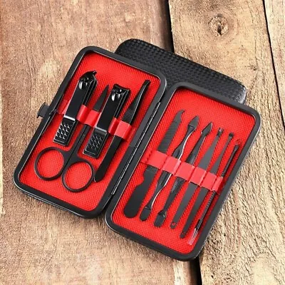 10 PCS Nail Care Clipper Cutter Cuticle Pedicure Manicure Tools Kit Case Set UK • £5.11