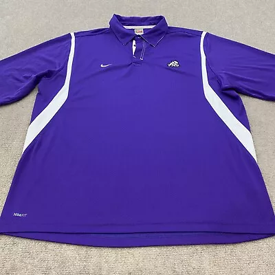 Vintage TCU Horned Frogs Polo Shirt Mens Extra Large Team Nike Dri-Fit NCAA Y2k • $24.87