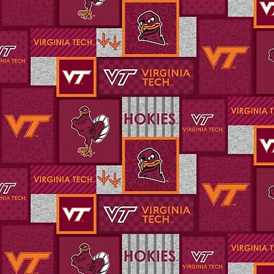 Virginia Tech VT Hokies Patchwork Fleece Fabric-Fleece Blanket Fabric • $18.99