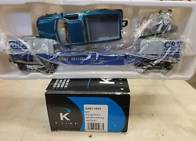 K-Line #661-1431 CSX Flatcar W/ 98 Ford F150 & Crew 0-27. (3D) • $29.95