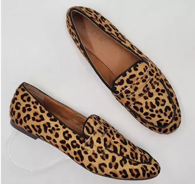 J. Crew Leopard Print Calf Hair Penny Loafers Size 7 Animal Print • $35.99