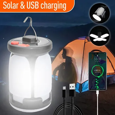 $22.99 • Buy Solar Camping Light,Rechargeable Lantern USB LED Tent Lamp 6 Modes Power Bank