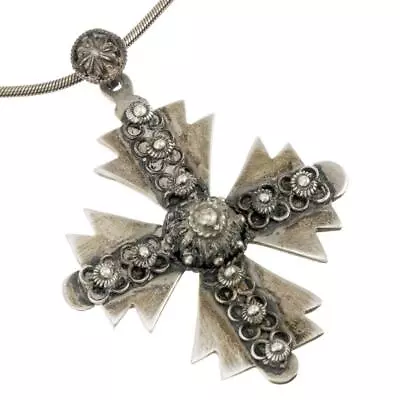 Antique Jerusalem .935 Silver Maltese CROSS Pendant 7 Necklace Sterling Silver • $140.27