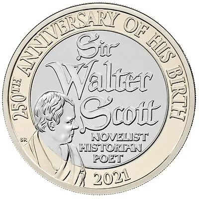 2021 Sir Walter Scott £2 Pound Coin Two Pounds Coin Royal Mint BUNC Uncirculated • £13.50